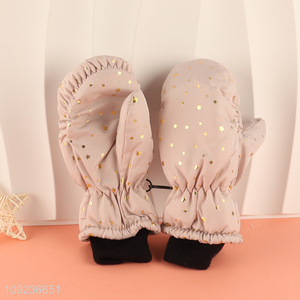 Latest products outdoor winter warm pink polyester gloves for sale