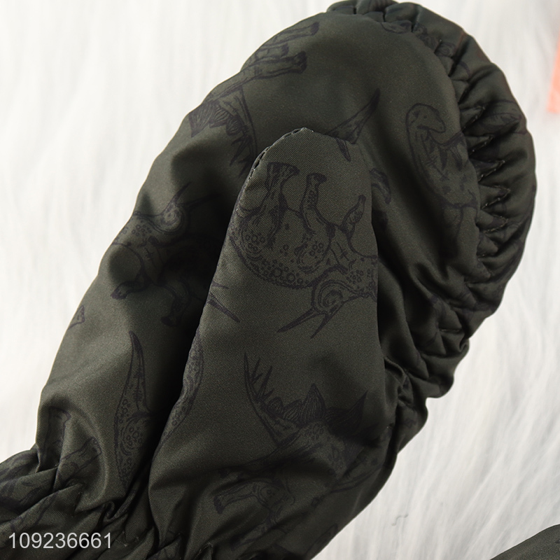 Top quality dinosaur printed winter warm polyester gloves for sale