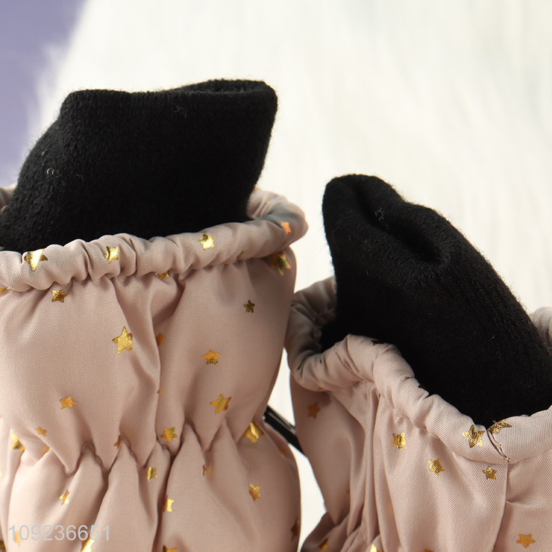 Latest products outdoor winter warm pink polyester gloves for sale