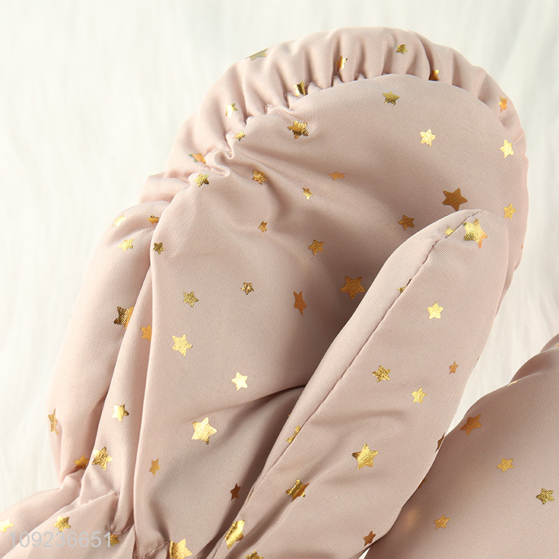 Latest products outdoor winter warm pink polyester gloves for sale