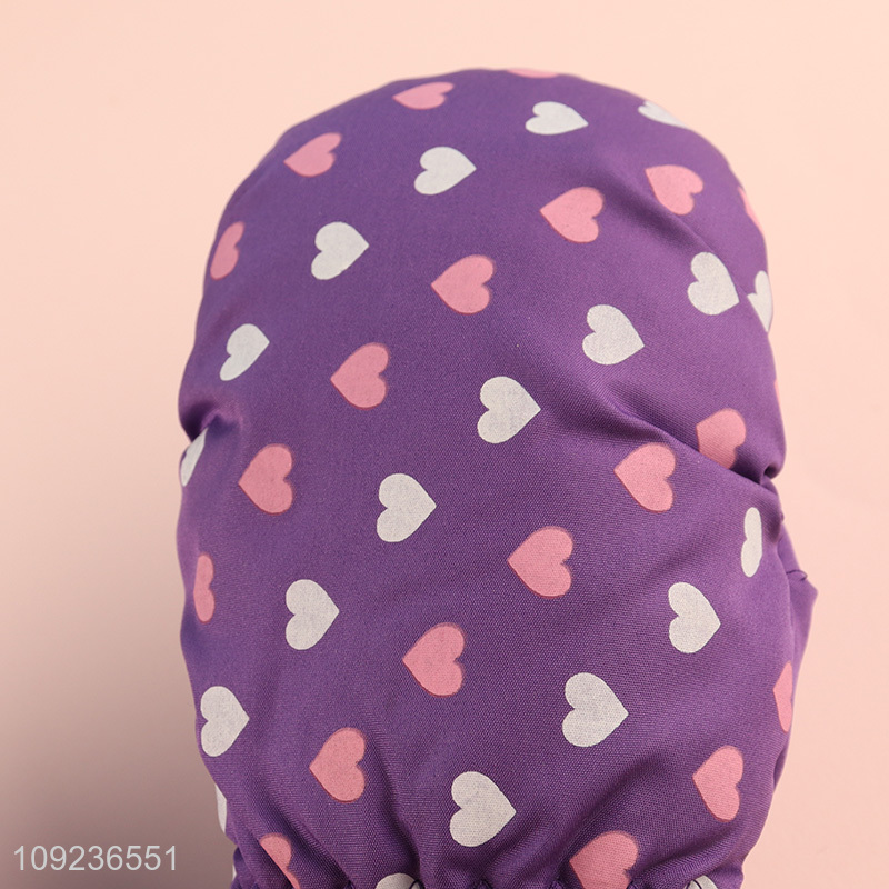 Top selling heart printed polyester girls winter warm gloves wholesale