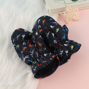 Yiwu market dinosaur printed winter outdoor warm polyester gloves