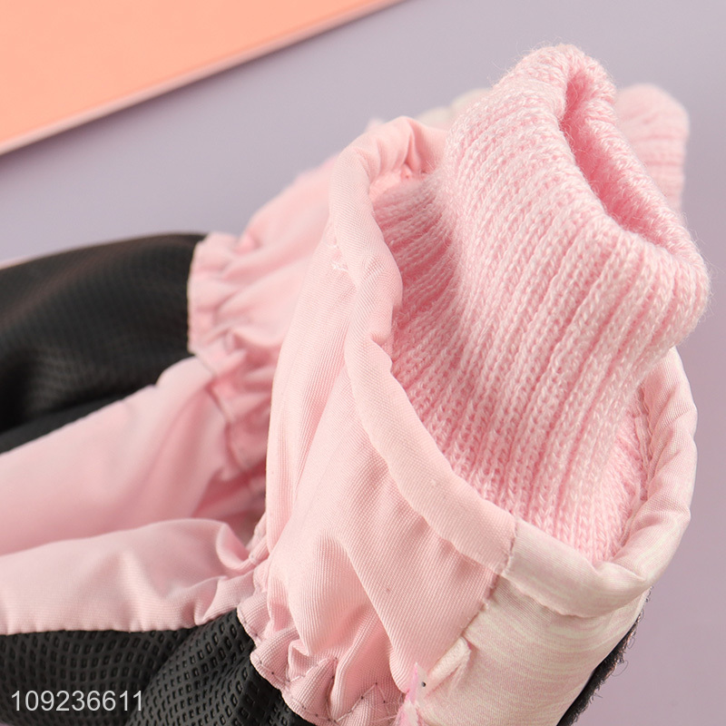 Top products pink winter warm outdoor polyester gloves for girls