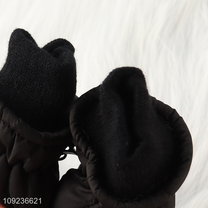 Top quality black outdoor winter warm polyester gloves for children