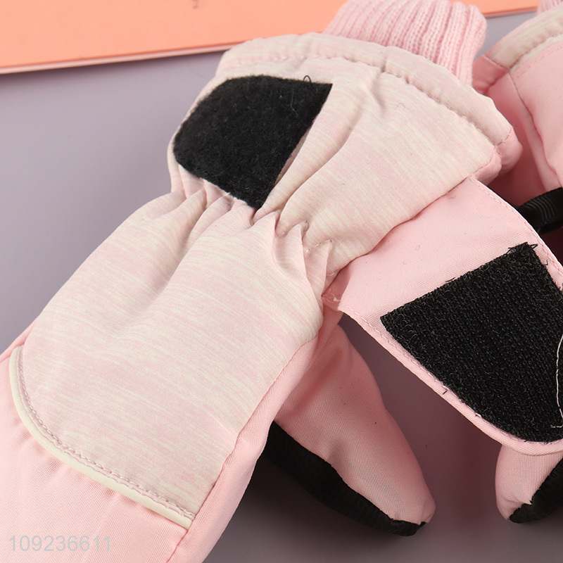Top products pink winter warm outdoor polyester gloves for girls