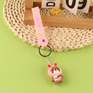 China products portable cartoon pendant silicone keychain key rings for gifts