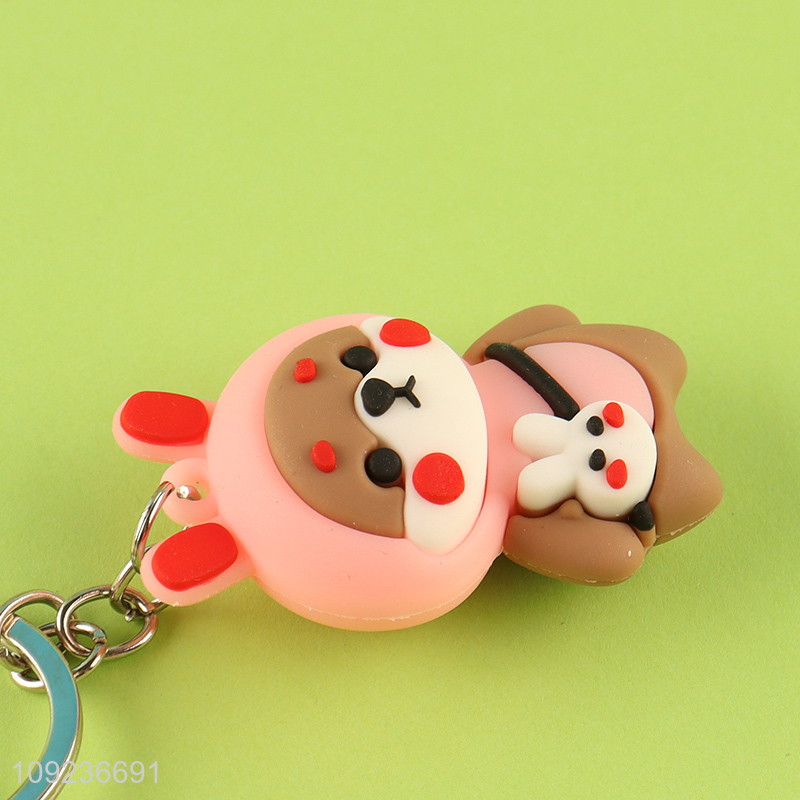 China products portable cartoon pendant silicone keychain key rings for gifts