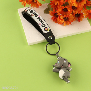 Yiwu market cartoon elephant pendant silicone keychain key rings