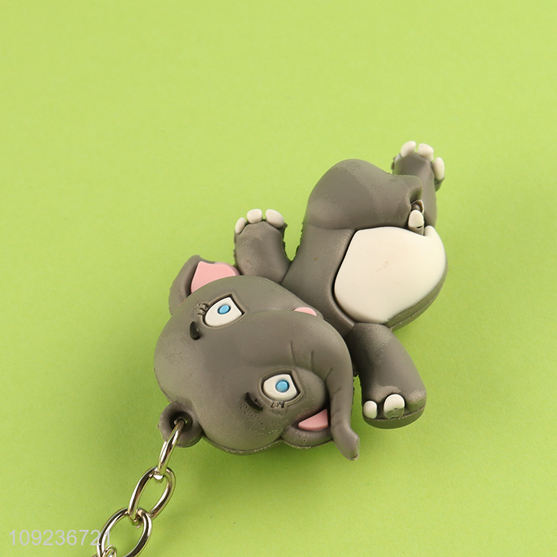 Yiwu market cartoon elephant pendant silicone keychain key rings