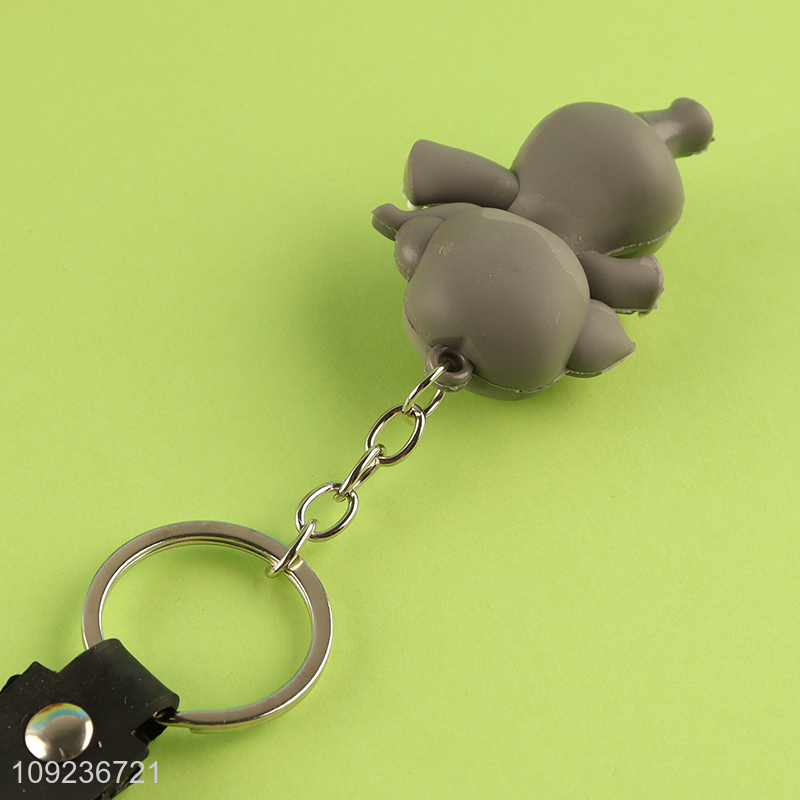 Yiwu market cartoon elephant pendant silicone keychain key rings