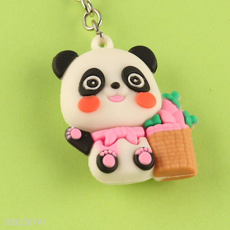 Good quality cartoon panda pendant silicone keychain key rings for gifts