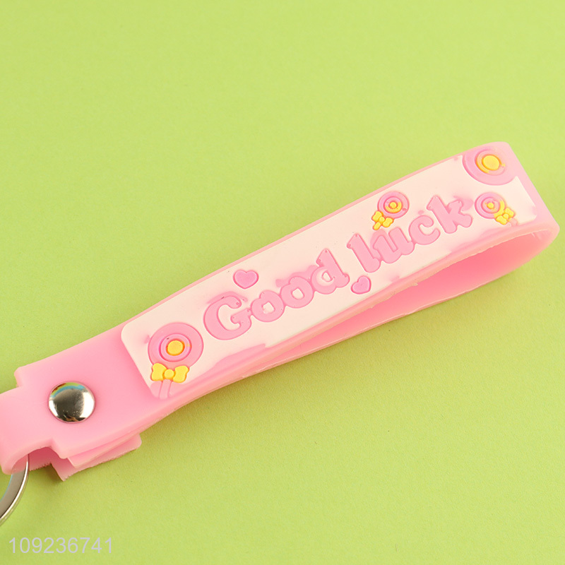 Good quality cartoon panda pendant silicone keychain key rings for gifts