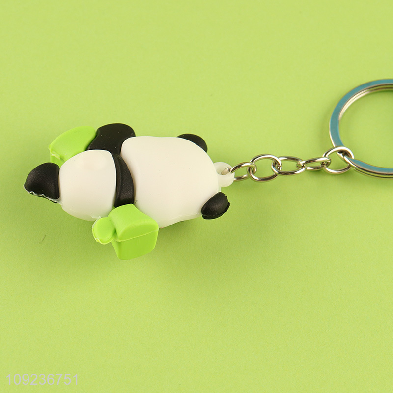 Low price portable cartoon panda pendant silicone keychain key rings for sale