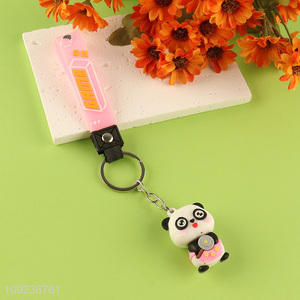 China supplier panda pendant silicone keychain key rings for gifts