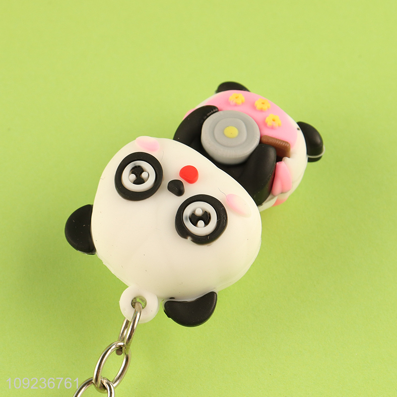 China supplier panda pendant silicone keychain key rings for gifts