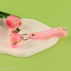 Good selling water bottle pendant silicone keychain key rings wholesale