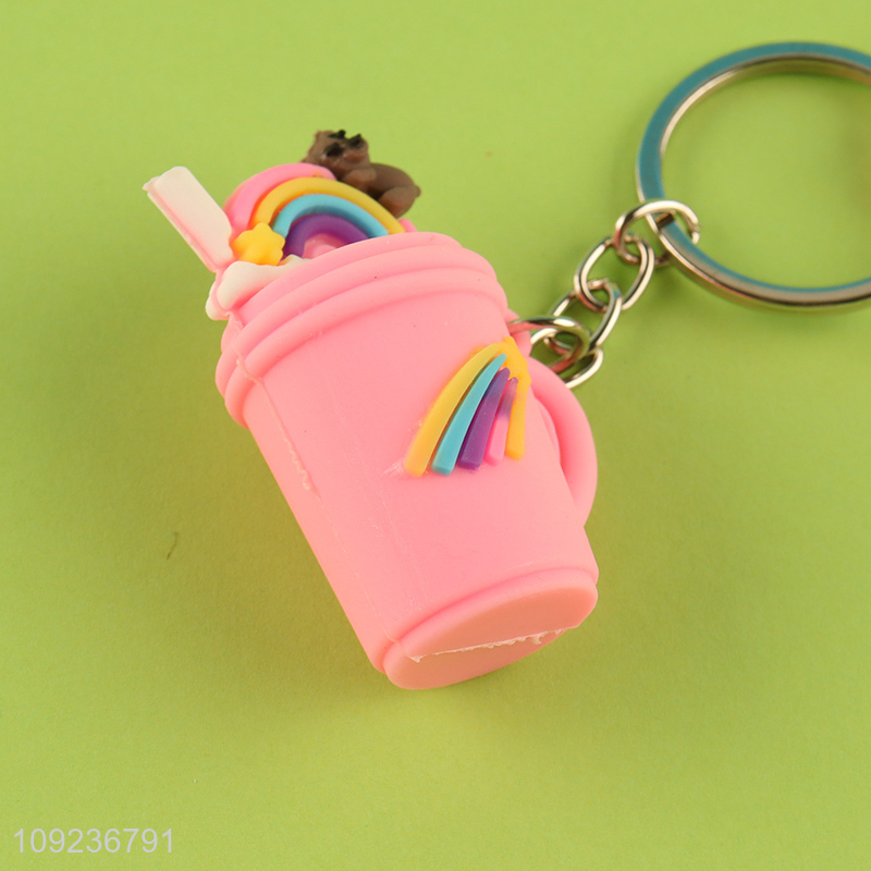 Good selling water bottle pendant silicone keychain key rings wholesale