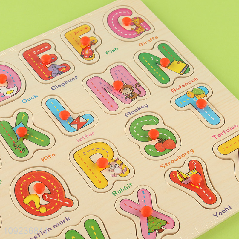 Yiwu market children alphabet series wooden hand grasping board toys