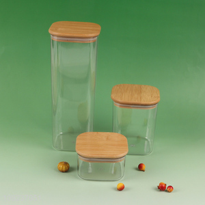 High Quality Glass Food Storage Jar with Airtight Bamboo Lid