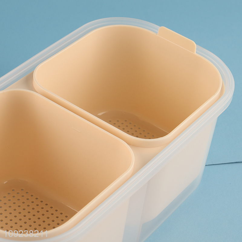 Low price portable 2compartment food container lunch box with handle