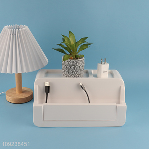 Hot selling household white cable management box storage box for desktop