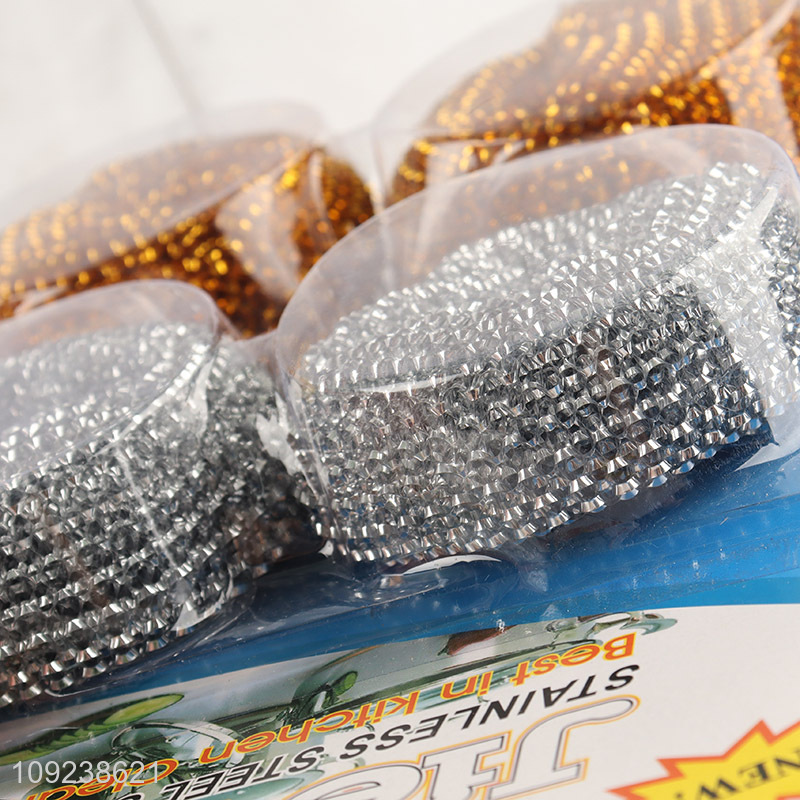 Popular products 4pcs stainless steel scourer kitchen cleaning ball