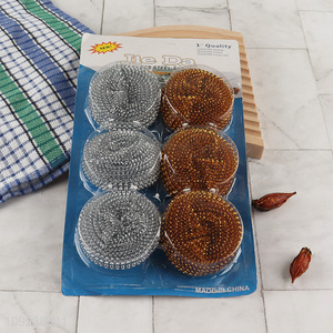 China products 6pcs home kitchen stainless steel scourer cleaning ball