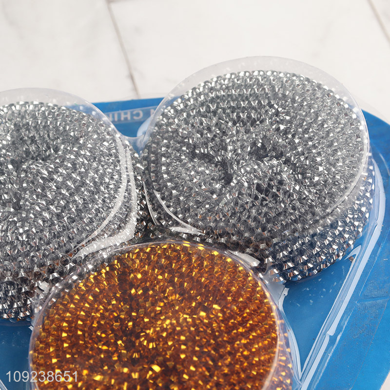 Top products 3pcs household dish washing kitchen stainless steel scourer cleaning ball