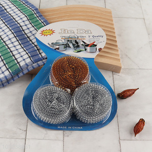 Top products 3pcs household dish washing kitchen stainless steel scourer cleaning ball
