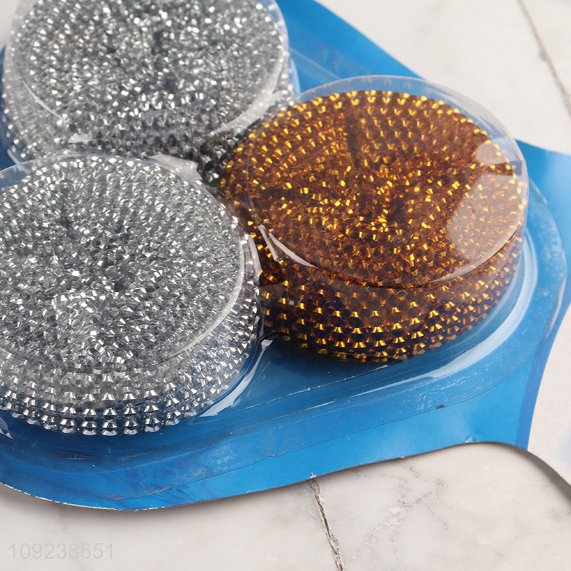 Top products 3pcs household dish washing kitchen stainless steel scourer cleaning ball