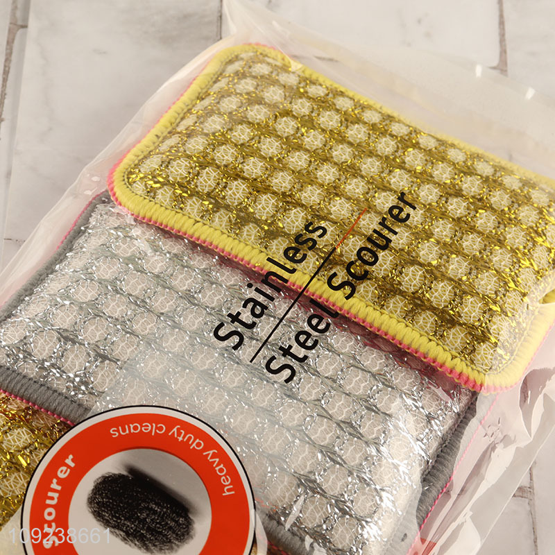 Popular products 3pcs stainless steel scouring pad dish washing supplies for sale