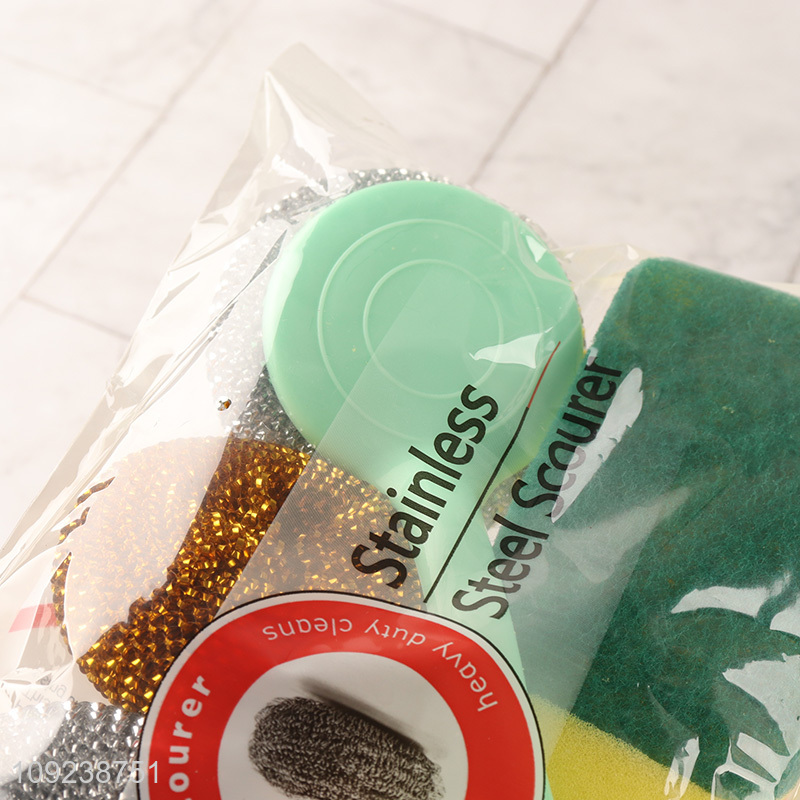 Top quality home stainless steel kitchen cleaning kit cleaning ball cleaning sponge