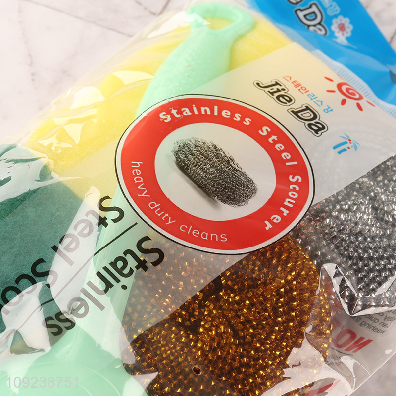 Top quality home stainless steel kitchen cleaning kit cleaning ball cleaning sponge
