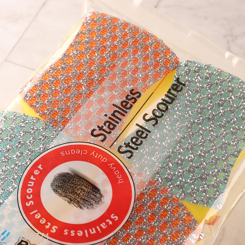Yiwu market 4pcs stainless steel home kitchen cleaning kit cleaning sponge