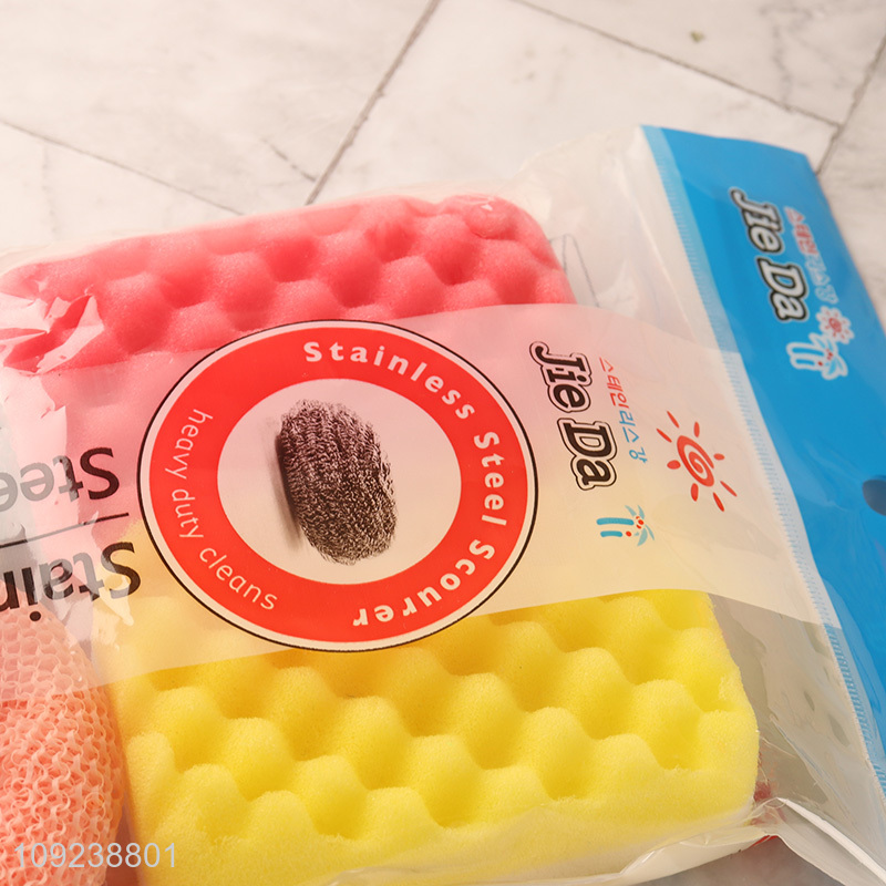 Hot selling home kitchen stainless steel scourer dish washing cleaning kit