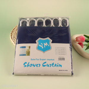 Hot selling household waterproof polyester shower curtain with hook