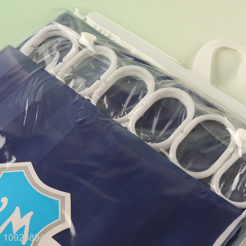 Hot selling household waterproof polyester shower curtain with hook