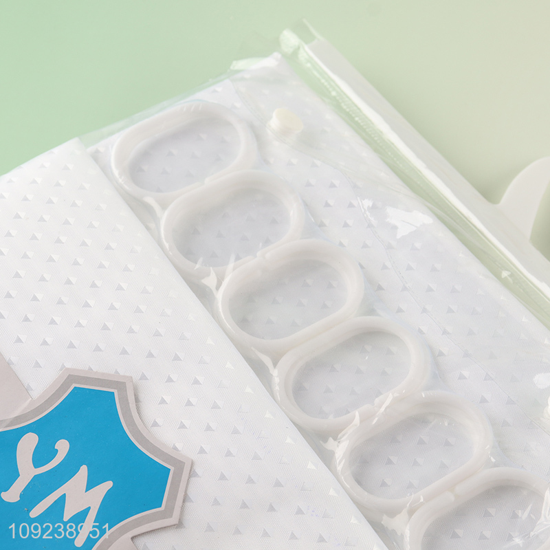 Popular products home hotel waterproof polyester shower curtain with hook