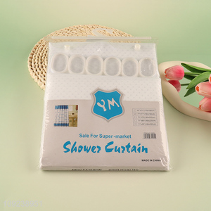 Popular products home hotel waterproof polyester shower curtain with hook