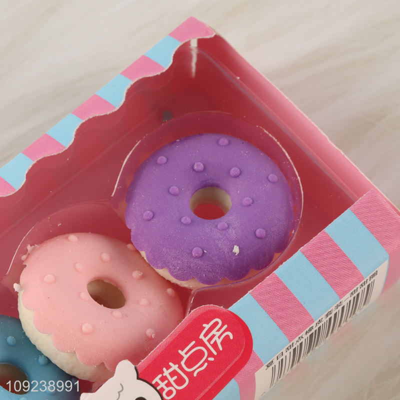 Popular products 4pcs donut shape school office eraser set