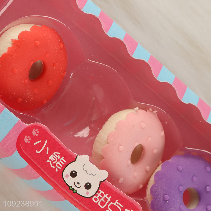 Popular products 4pcs donut shape school office eraser set