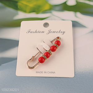 China products red fashion jewelry ladies brooch waistband buckle pearl pin