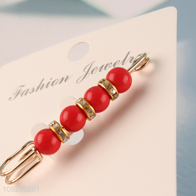 China products red fashion jewelry ladies brooch waistband buckle pearl pin
