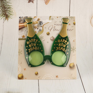 Yiwu market beer bottle shape happy new year party glasses for party supplies