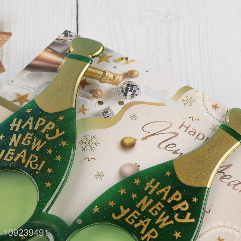 Yiwu market beer bottle shape happy new year party glasses for party supplies