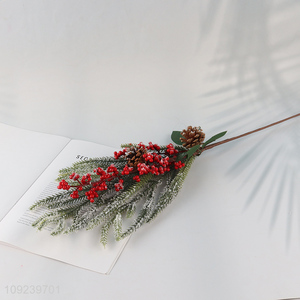 Yiwu market pinecones berries decorative branch Christmas branch for sale