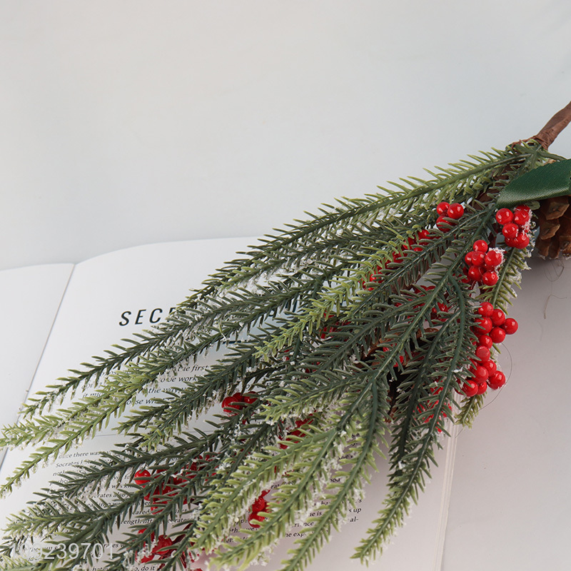 Yiwu market pinecones berries decorative branch Christmas branch for sale