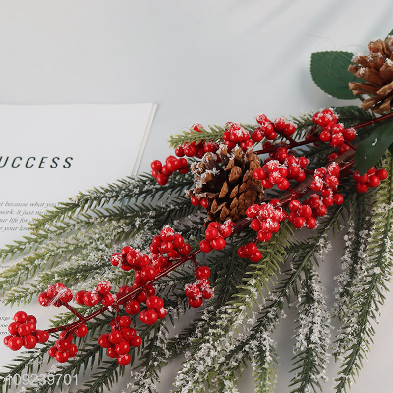 Yiwu market pinecones berries decorative branch Christmas branch for sale
