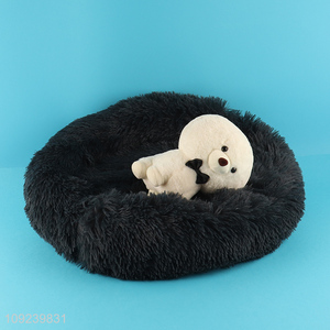 Most popular black plush winter warm pets dog cat bed nest
