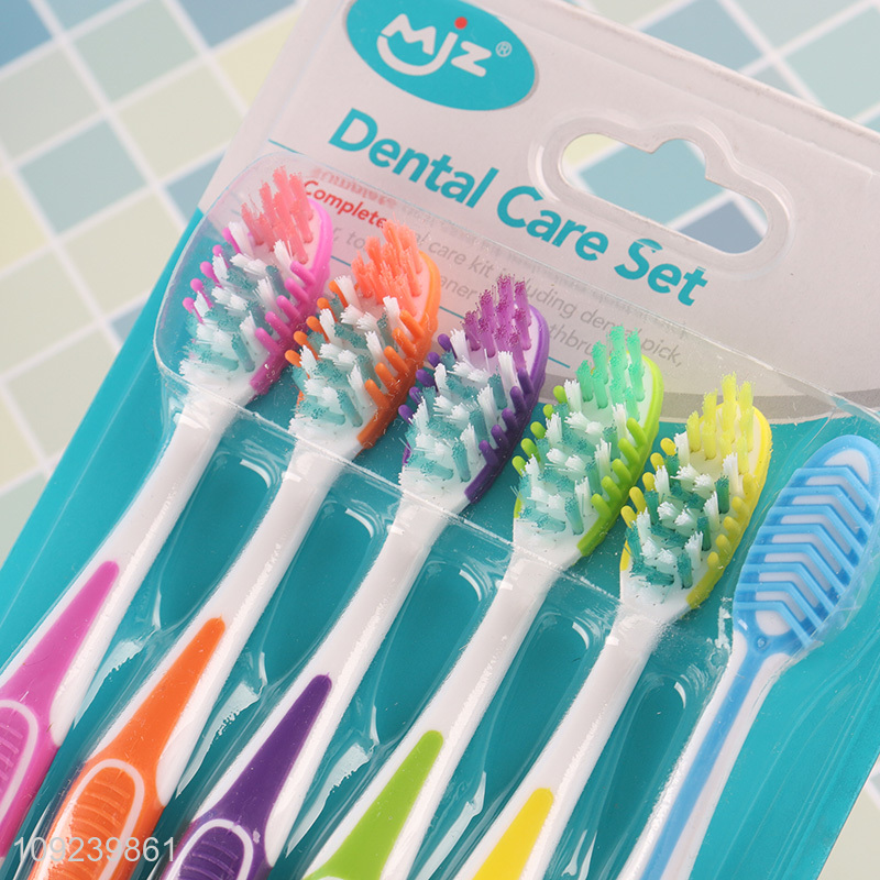 Low price 6pcs adult soft bristle oral care toothbrush set